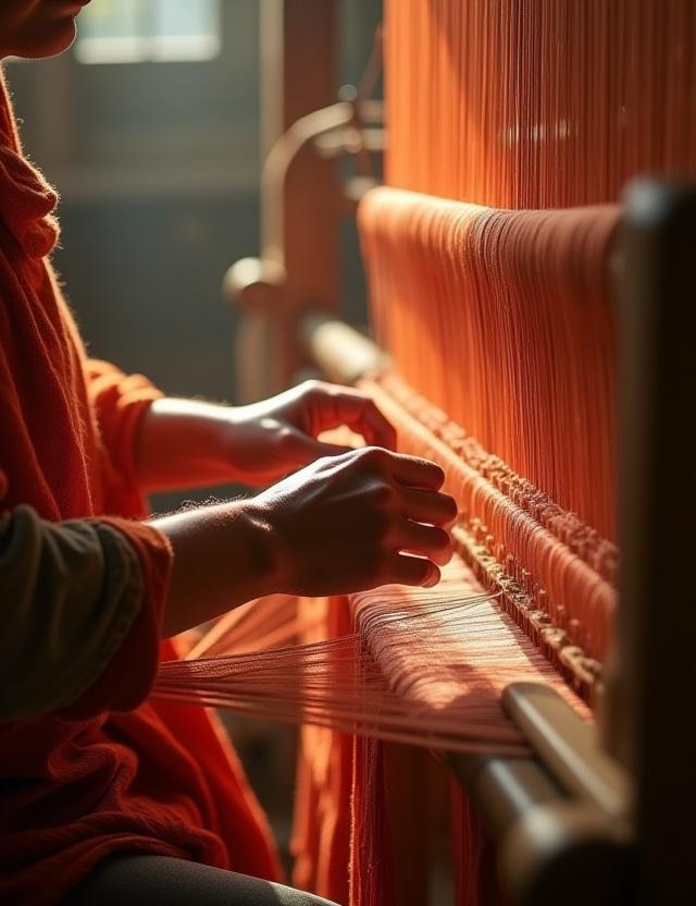 Artigiano al telaio tradizionale italiano