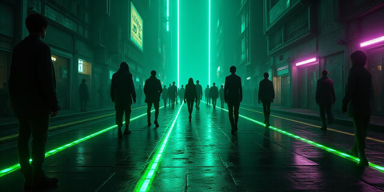 光と影が交差するサイバーパンクな都市